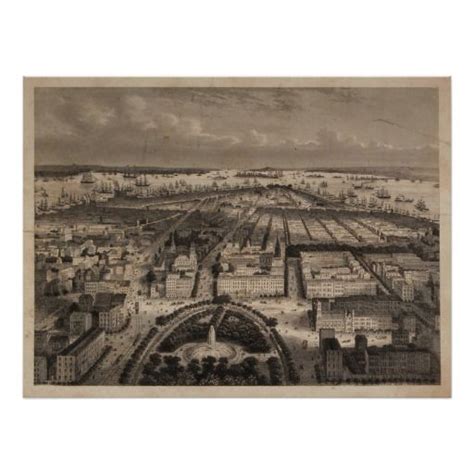 Vintage Pictorial Map Of New York City 1840 Poster Zazzle Map Of