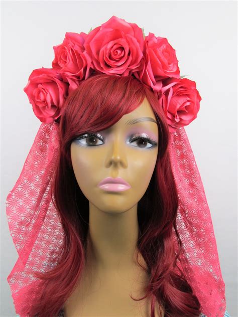 Pink Rose Crown Flower Crown Rose Headdress Floral Headpiece Floral