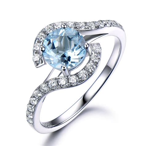 Buy aquamarine halo engagement rings in bbbgem,solid 14k white gold plain antique promise ring,5x7mm emerald cut bridal set custom made fine jewelry. Cheap Rings, Buy Directly from China Suppliers:Aquamarine Engagement Ring 14k Whit… | Aquamarine ...