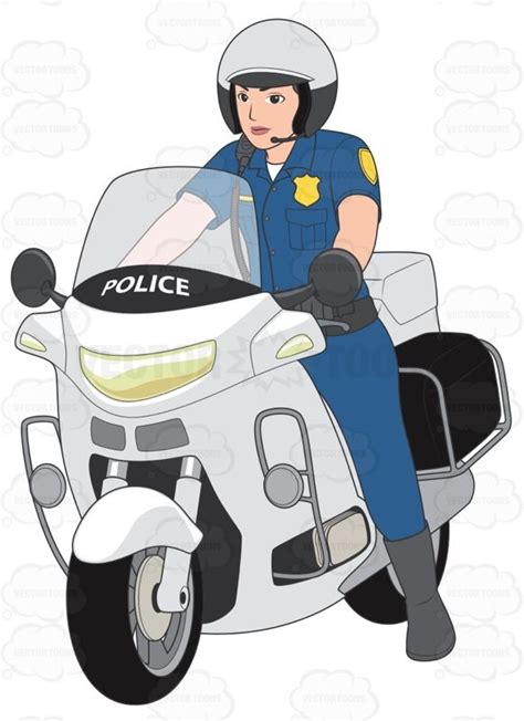 Female Police Officer Sitting On A Motorcycle Badge Bear Blue