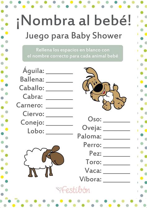 Nombra Al Animal Bebé │ Juegos Para Baby Shower Para Imprimir