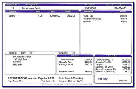 10 Payslip Template Word Excel Pdf Templates Payroll