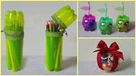 Productive Use Of Old Bottles Into Pencil And Candies Holder Plastic