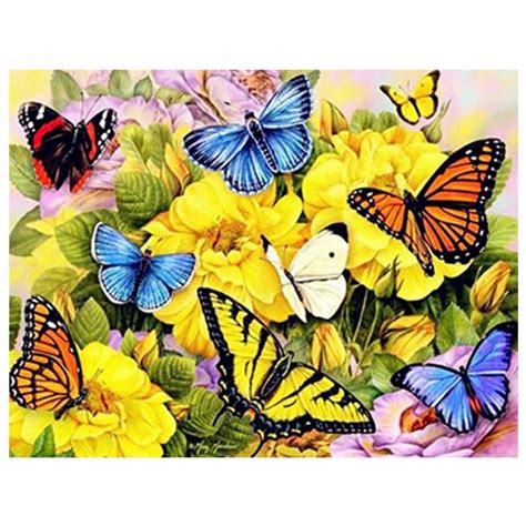 5d Diy Diamond Painting Full Square Round Drill Butterfly Flower