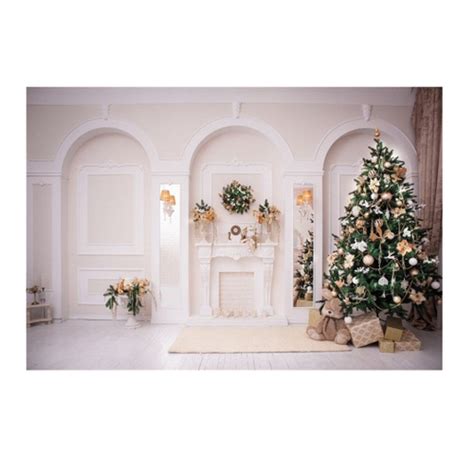 7x5ft White Room Christmas Tree Tema Fotografia Cenário Estúdio Prop