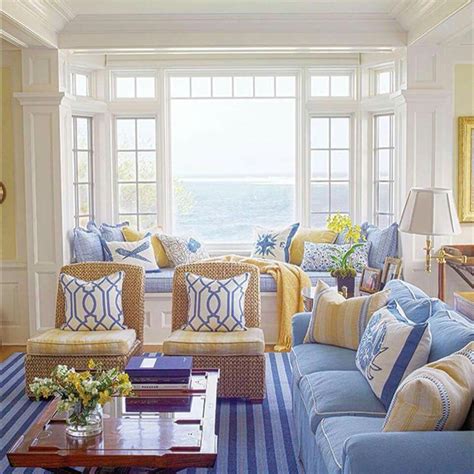 Blue White And Yellow Coastallivingrooms House And Home