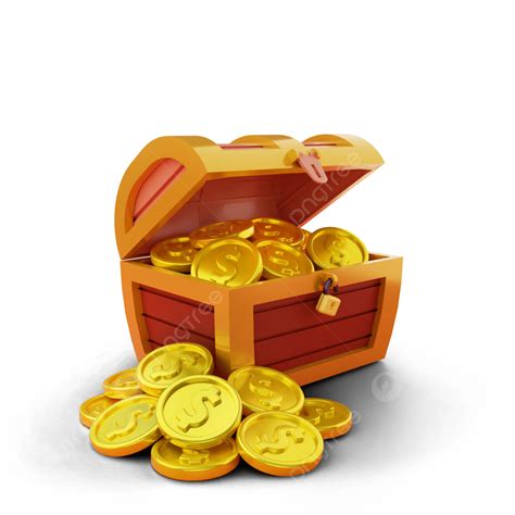 3d Treasure Chest With Dollar Coins 3d Treasure Chest Dollar Koin