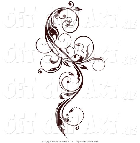 Vector Clip Art Of A Dark Brown Grungy Elegant Curly Vine