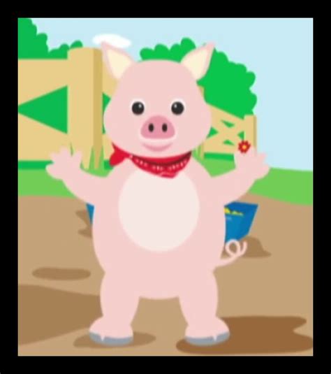 A Cartoon Pig Is Standing In The Dirt