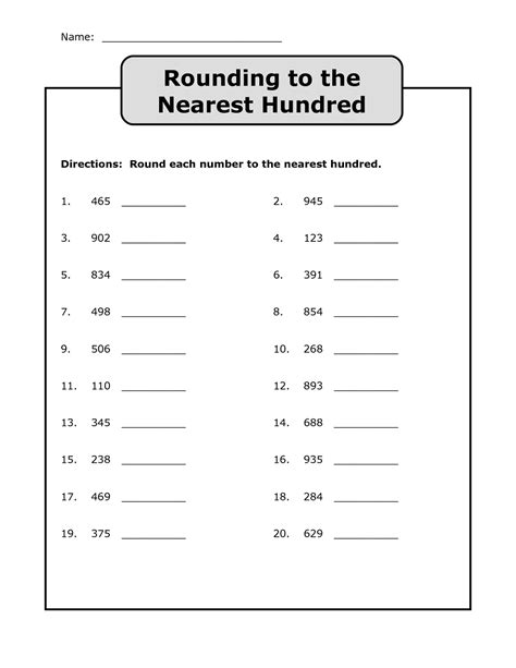 Rounding Numbers Tens And Hundreds Worksheets