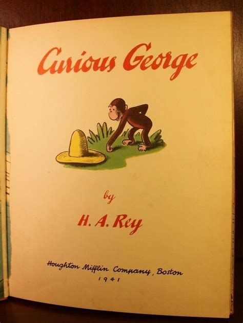 Curious George By H A Rey Very Good Hardcover 1941 1st Edition