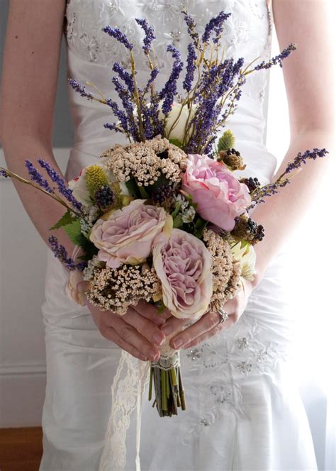 Bohemian Wedding Bouquet Rose And Lavender Wedding Bouquet Kate