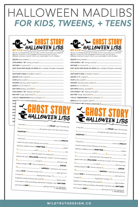 Printable Mad Libs Halloween Story Kids Tweens And Teens Wild Truth