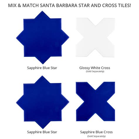 Santa Barbara Royal Blue Star Ceramic Tile Star And Cross Pattern Tile