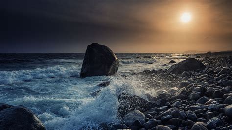 878301 4k 5k Skagerrak Strait Molen Beach Norway Coast Stones