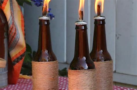 Recycled Wine Bottle Tiki Torch Mardi Gras Colors Nda Np