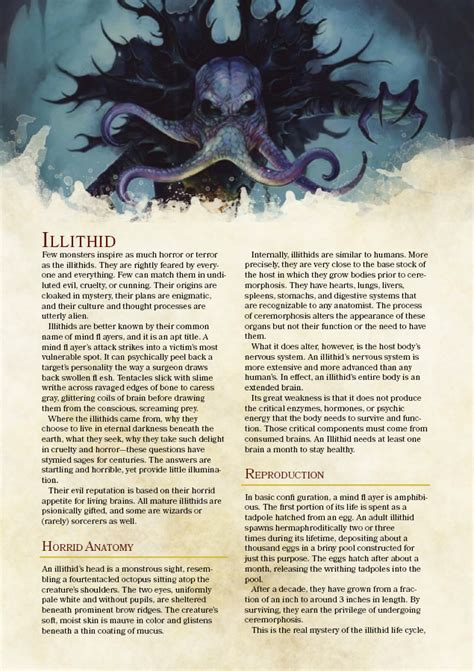 Illithid Player Race Dungeons And Dragons Rules Dungeons And Dragons Classes Dungeons And