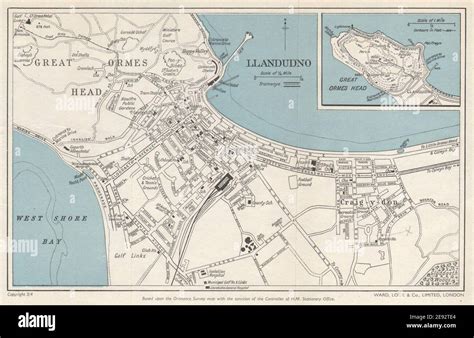 Llandudno Vintage Town City Plan Great Ormes Head Wales Ward Lock