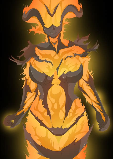 Rule 34 1girls Armor Atronach Banga Kun Breasts Female Female Only Fire Flame Atronach Orange