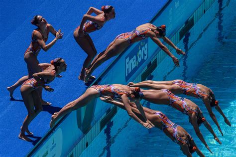Synchronized Swimmers Compete In Rio De Janeiro