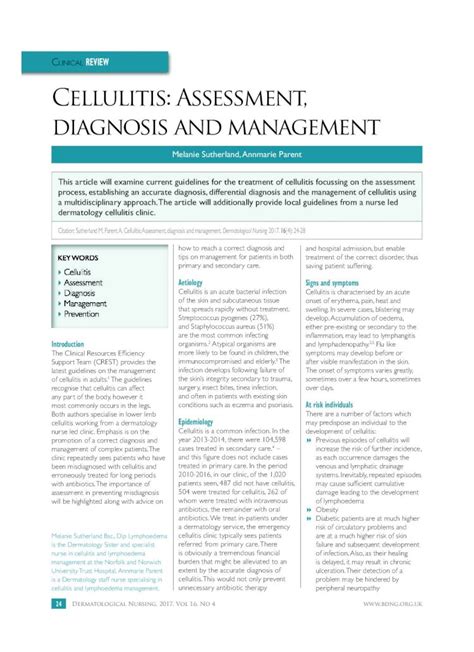 Clinical Review Cellulitis Assessment Diagnosis And Cellulitis And