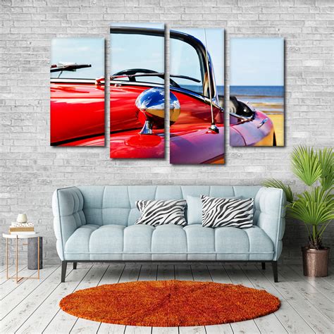 Classic Red Car Multi Panel Canvas Wall Art Elephantstock
