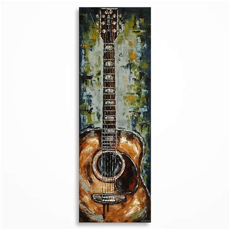 Guitar Painting Music Art Original Palette Knife Acrylic Painting On