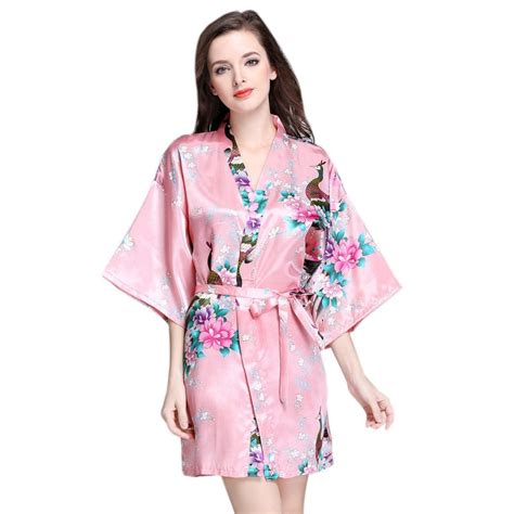 Women Silk Kimono Short Night Robe Satin Bathrobe Sexy Lingerie