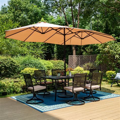 Mf Studio 15ft Double Sided Patio Umbrella With Base Large Outdoor