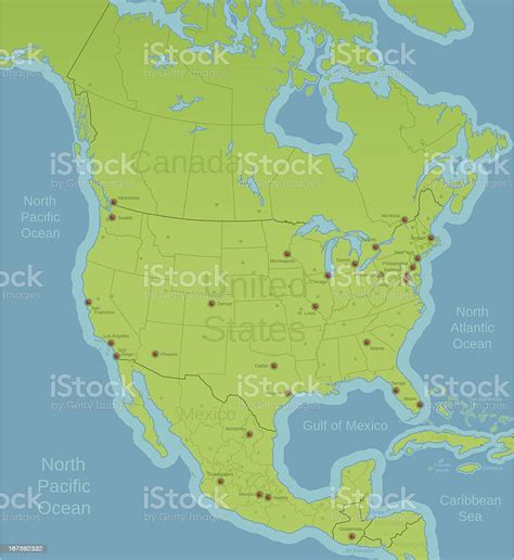 North America Major Cities Map Stock Illustration Download Image Now