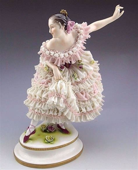 Antique Rare Large 12 Volkstedt Dresden Porcelain Lace Ballerina