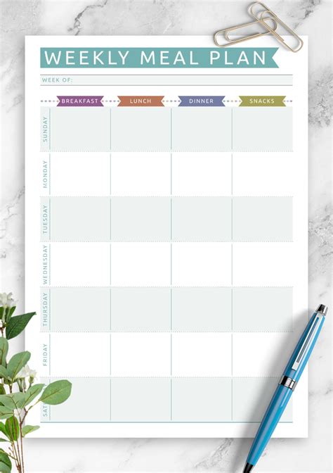 Free Weekly Meal Planner Template Printable Templates