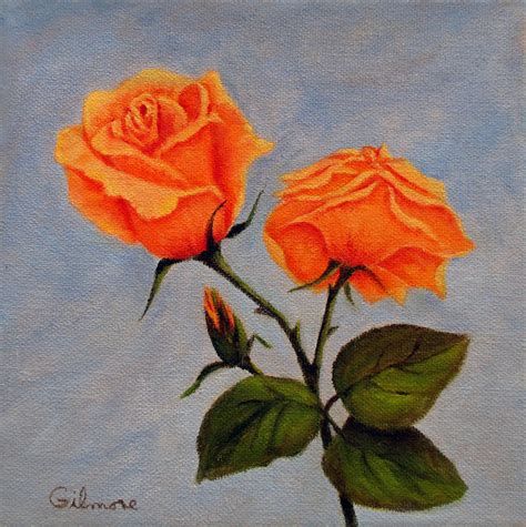 Roses With Bud Painting By Roseann Gilmore Fine Art America