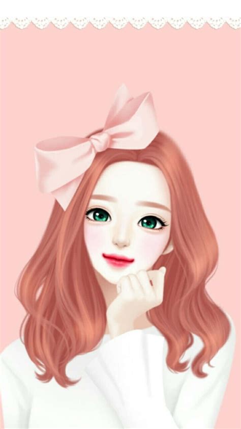 Download Korean Anime Girl With Pink Bow On Head Wallpaper