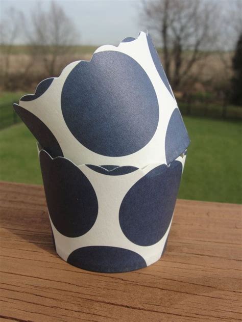 Navy Blue Polka Dot Baking Cupstreat Cups Nut Cups Cupcake Etsy
