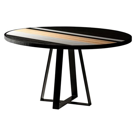Modern Seater Oak Round Circular Dining Table Black And White Oak