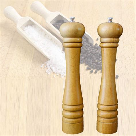 Chefhub 2pcs Wood Pepper Grinder Wooden Mill Includes Precision