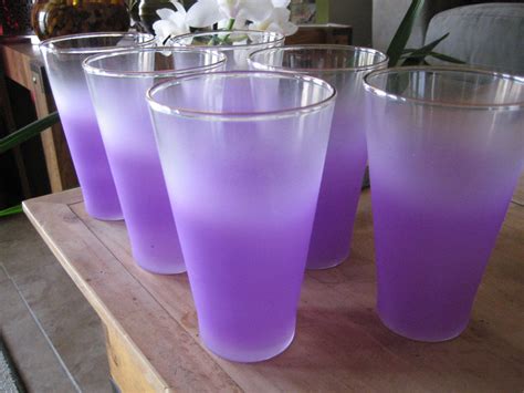 Reserved For Alesia Harding Set Of 6 Vintage Frosted Purple Glasses With Gold Rim Retro 22 00