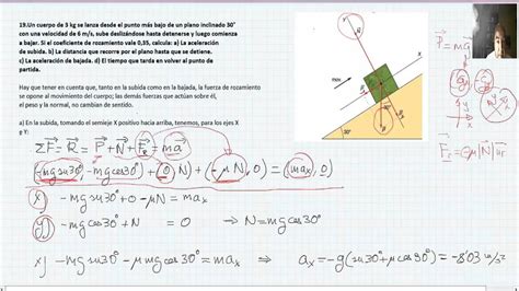 Ejercicio Con Plano Inclinado Y Fuerza De Rozamiento Youtube