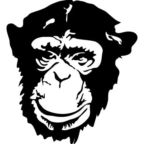 16 cartoon monkey black and white. Stickers muraux Animaux - Sticker chimpanzé visage ...