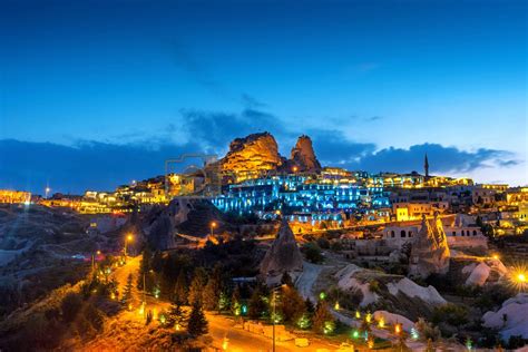 Uchisar Castle At Night In Cappadocia Turkey By Gutarphotoghaphy