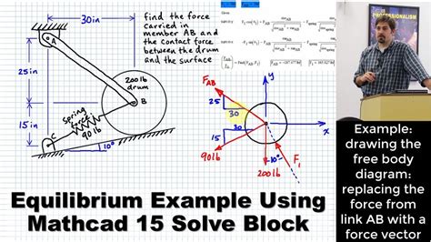 Equilibrium Example Using Mathcad 15 Solve Block Drum On Incline W