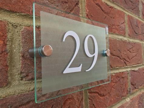 Customize Modern House Sign Plaque Door Number Street Glass Effect