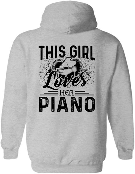 Girl Loves Her Piano Hoodies Long Sleeve Pullover Hoodie Clothing Shoes And Jewelry