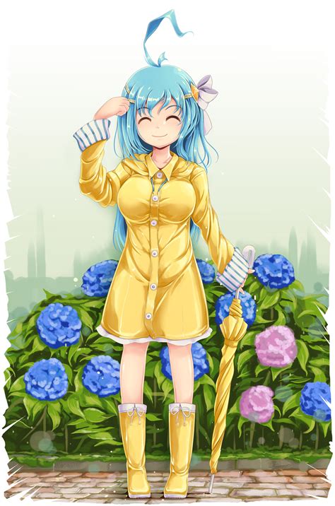 Safebooru Girl Ahoge Arm Up Bare Legs Blue Hair Boots Breasts