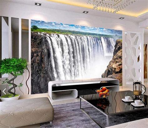 3d Forest Waterfall Mural Wall Papers For Walls Wallpaper Nature Canvas