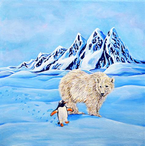 Polar Bear Penguin Acrylic Painting Artfully Creative Life