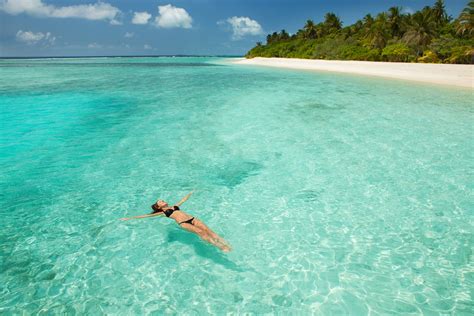 Woman Swim And Relax In The Sea Happy Island Lifestyle White S