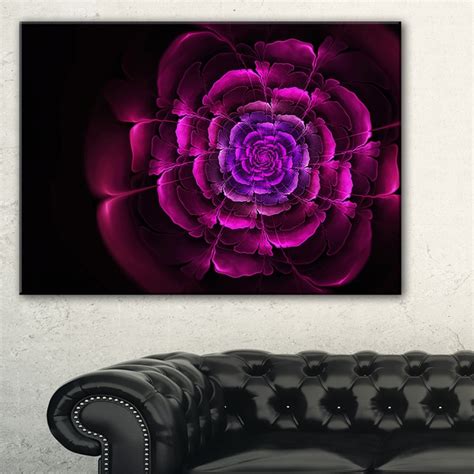 Fractal Purple Rose In Dark Floral Large Abstract Art Canvas Print