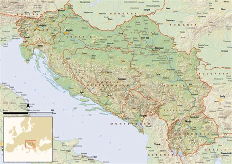Large Detailed Political Map Of Yugoslavia With Relief Yugoslavia